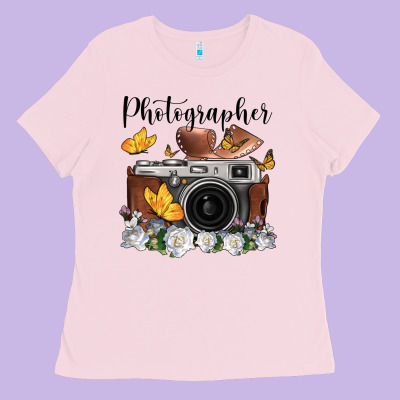 Photographer Floral Butterfly Film Roll Vintage Camera Ladies Tee Designed By Fadigitalartstudio