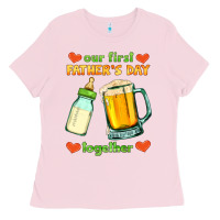 Bubblegum Pink our first father's day together Ladies Tee - HRA Design Shop