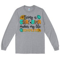 Heather Grey Being a Grandma Makes My Life Complete Long Sleeve Tee - MaliasSmallBusiness