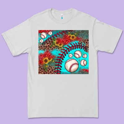 Baseball Leopard Turquoise Sunflower Premium Tee Designed By Jahusdesignshop