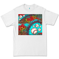 White baseball leopard turquoise sunflower Premium Tee - JahusDesignShop