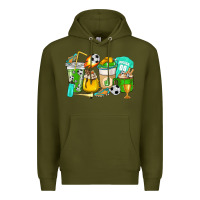 Army Green Football coffee cups Premium Hoodie - HowdyJamesFarm