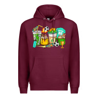 Burgundy Football coffee cups Premium Hoodie - HowdyJamesFarm