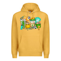 Mustard Football coffee cups Premium Hoodie - HowdyJamesFarm