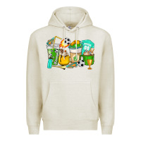 Oatmeal Heather Football coffee cups Premium Hoodie - HowdyJamesFarm
