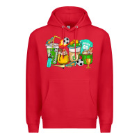 Red Football coffee cups Premium Hoodie - HowdyJamesFarm