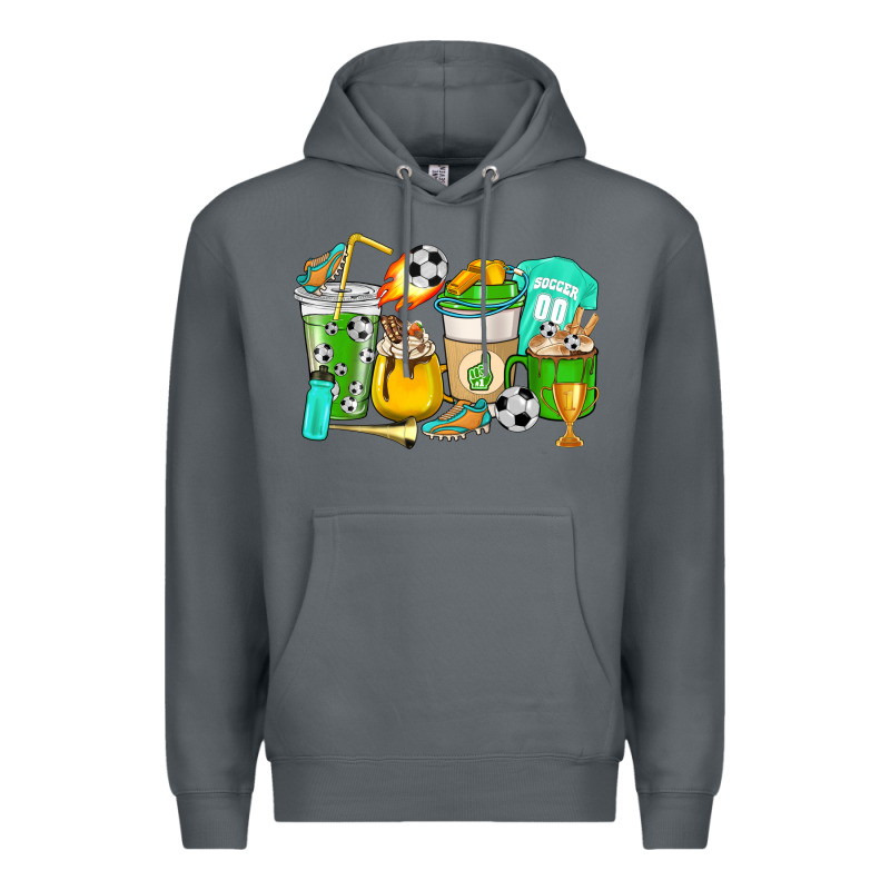 Football Coffee Cups Premium Hoodie by HowdyJamesFarm | Teevron