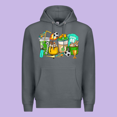 Football Coffee Cups Premium Hoodie Designed By Howdyjamesfarm