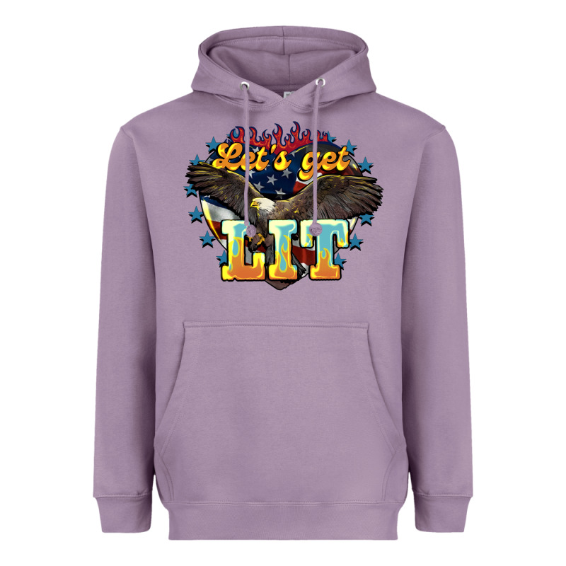 Let's Get Lit America Eagle 4th Of July Heavyweight Hoodie by HowdyJamesFarm | Teevron
