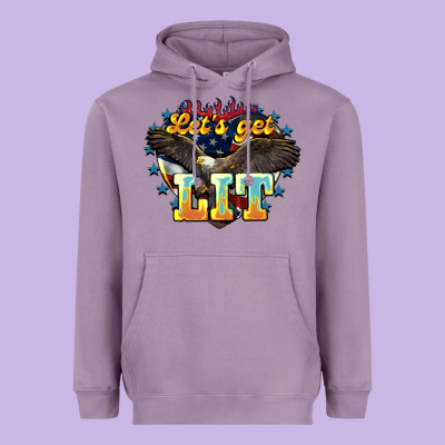 Let's Get Lit America Eagle 4th Of July Heavyweight Hoodie Designed By Howdyjamesfarm