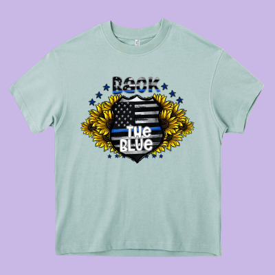 Back The Blue Heavy Core Tee Designed By Cowhidedigitalart