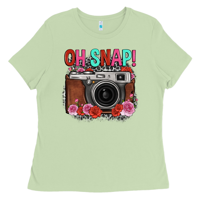 Oh Snap Rose Grey Leopard Vintage Camera Ladies Tee by FaDigitalArtStudio | Teevron
