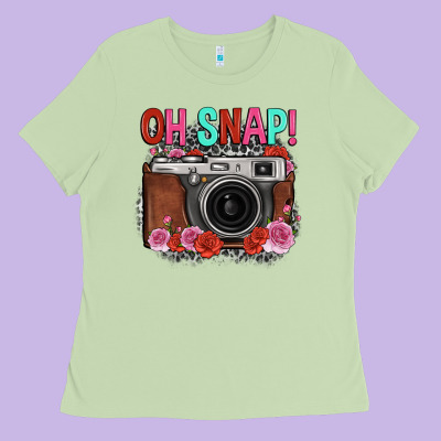Oh Snap Rose Grey Leopard Vintage Camera Ladies Tee Designed By Fadigitalartstudio