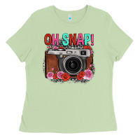 Matcha oh snap rose grey leopard vintage camera Ladies Tee - FaDigitalArtStudio