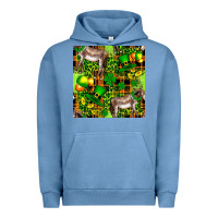 Pigment Pebble Blue St. Patrick's Donkey With Leprechaun Urban Hoodie - FaDigitalArtStudio