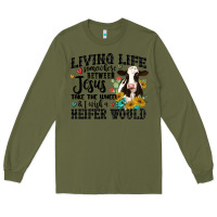 Army Green living life somewhere between jesus take the wheel Long Sleeve Tee - MaliasSmallBusiness
