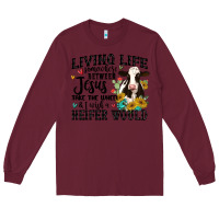 Burgundy living life somewhere between jesus take the wheel Long Sleeve Tee - MaliasSmallBusiness