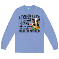 Colony Blue living life somewhere between jesus take the wheel Long Sleeve Tee - MaliasSmallBusiness