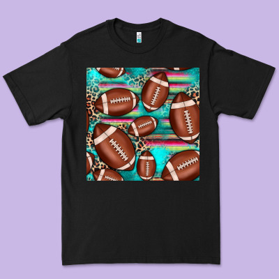 Football Leopard Turquoise Seamless Pattern Premium Tee Designed By Jahusdesignshop