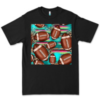 Black football leopard turquoise seamless pattern Premium Tee - JahusDesignShop