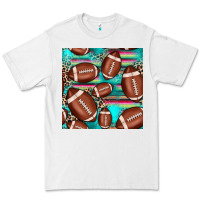 White football leopard turquoise seamless pattern Premium Tee - JahusDesignShop