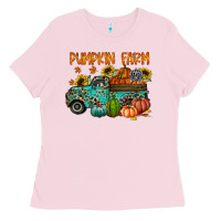 Bubblegum Pink pumpkin farm Ladies Tee - RacoonDesign