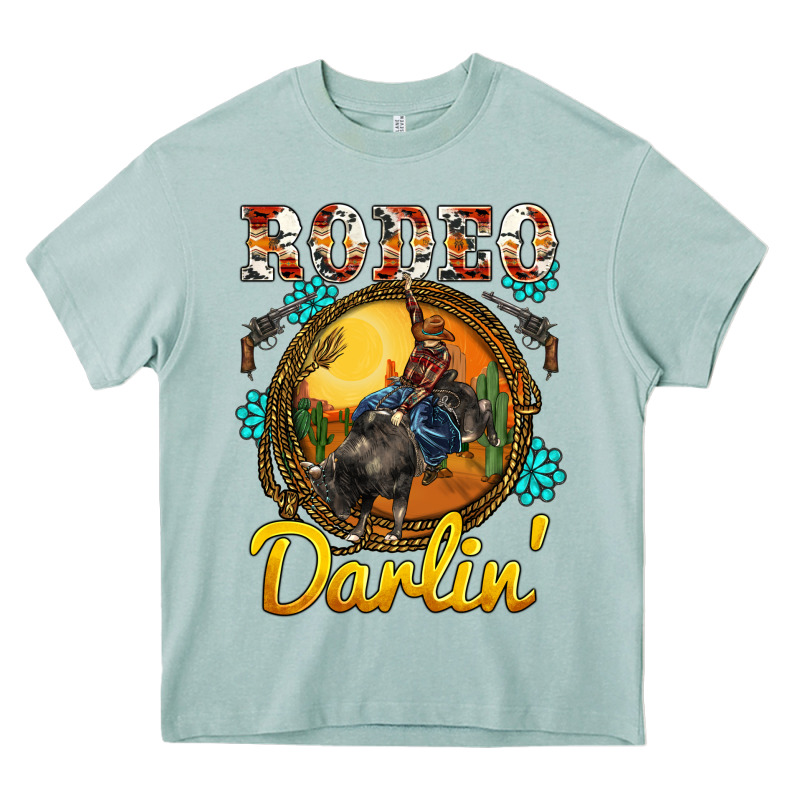 Western Rodeo Darlin' Sunset Sunflowers Weapon Heavy Core Tee by BarkalooDesign | Teevron