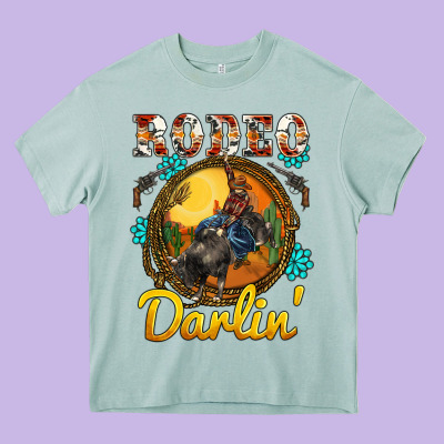 Western Rodeo Darlin' Sunset Sunflowers Weapon Heavy Core Tee Designed By Barkaloodesign