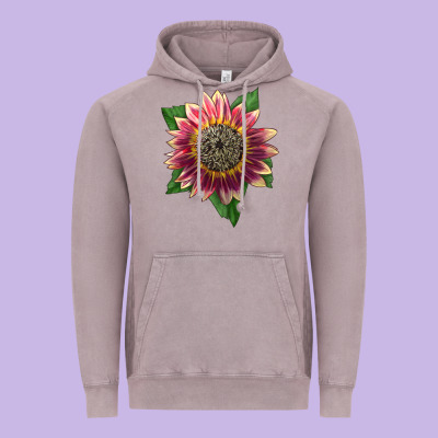 Crimson Blaze Sunflower Vintage Hoodie Designed By Lillyallendesigns