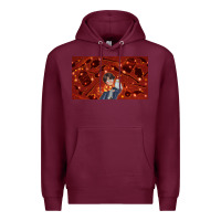 Burgundy wizard boy and owl Premium Hoodie - TumblerDesignByShophia
