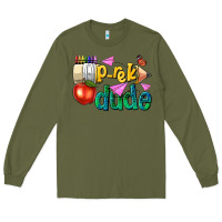 Army Green pre k school pencil dude Long Sleeve Tee - NancyCooperArtShop