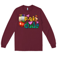 Burgundy pre k school pencil dude Long Sleeve Tee - NancyCooperArtShop