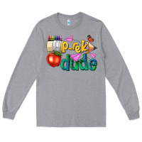 Heather Grey pre k school pencil dude Long Sleeve Tee - NancyCooperArtShop