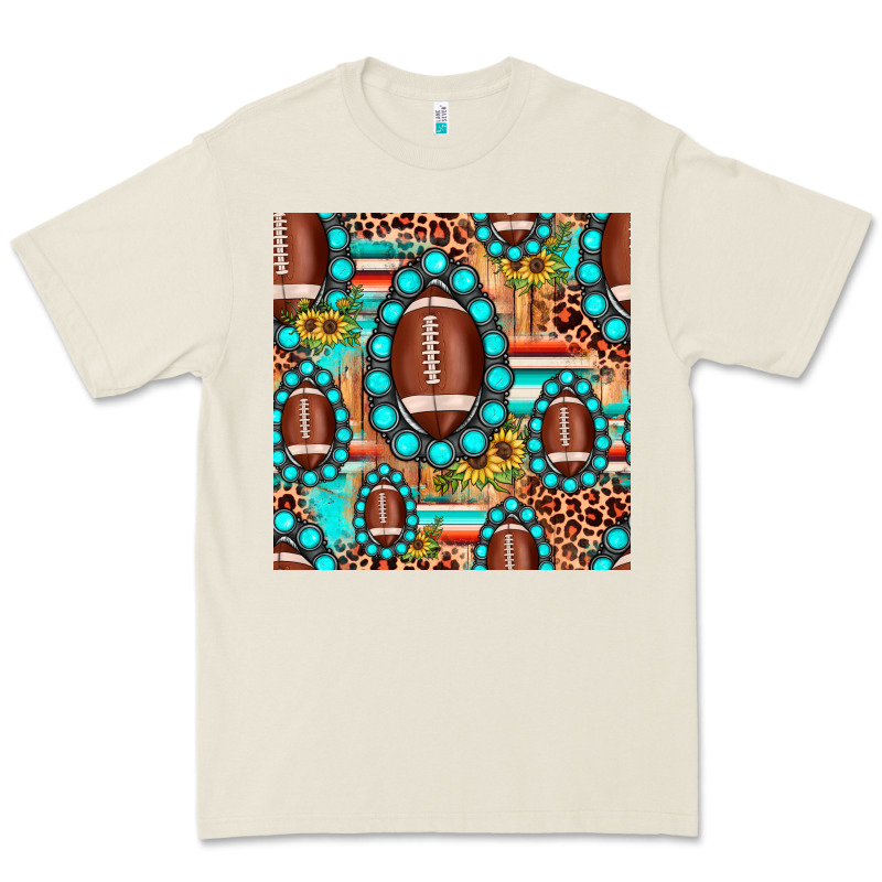 Football Leopard Turquoise Gemstone Sunflower Seamless Pattern Premium Tee by JahusDesignShop | Teevron