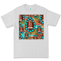 Dove Grey football leopard turquoise gemstone sunflower seamless pattern Premium Tee - JahusDesignShop