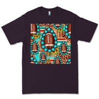 Plum football leopard turquoise gemstone sunflower seamless pattern Premium Tee - JahusDesignShop
