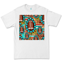 White football leopard turquoise gemstone sunflower seamless pattern Premium Tee - JahusDesignShop