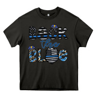 Asphalt back the blue1 Heavy Core Tee - CowhideDigitalArt
