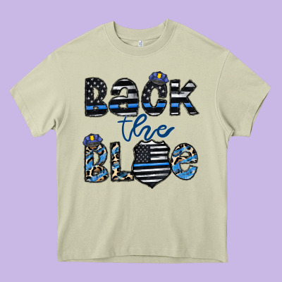 Back The Blue1 Heavy Core Tee Designed By Cowhidedigitalart