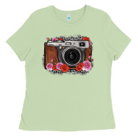 Matcha rose grey leopard vintage camera Ladies Tee - FaDigitalArtStudio