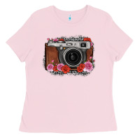 Rose Grey Leopard Vintage Camera Ladies Tee | Teevron