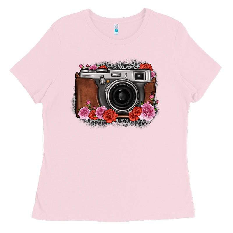 Rose Grey Leopard Vintage Camera Ladies Tee by FaDigitalArtStudio | Teevron