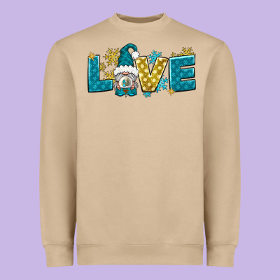 Love Winter Gnome Heavyweight Sweatshirt Designed By Nancycooperartshop