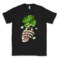 Black skeleton hand with shamrock st patrick s day Classic Tee - MaliasSmallBusiness