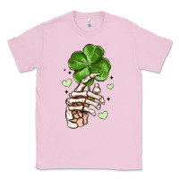 Bubblegum Pink skeleton hand with shamrock st patrick s day Classic Tee - MaliasSmallBusiness