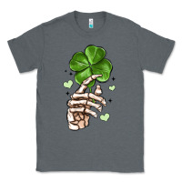 Charcoal Heather skeleton hand with shamrock st patrick s day Classic Tee - MaliasSmallBusiness