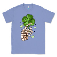 Colony Blue skeleton hand with shamrock st patrick s day Classic Tee - MaliasSmallBusiness