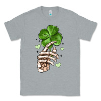 Heather Grey skeleton hand with shamrock st patrick s day Classic Tee - MaliasSmallBusiness