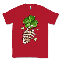 Red skeleton hand with shamrock st patrick s day Classic Tee - MaliasSmallBusiness