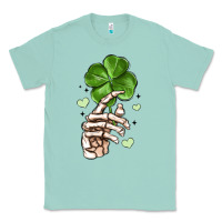 Seafoam skeleton hand with shamrock st patrick s day Classic Tee - MaliasSmallBusiness